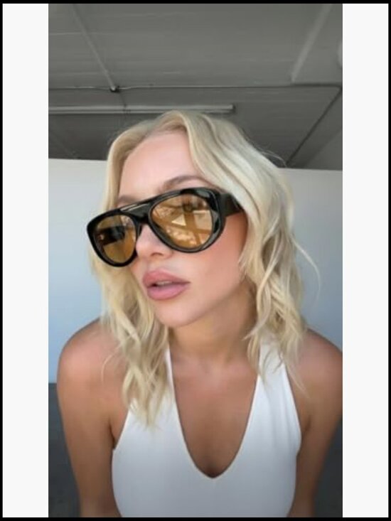Retro 90s Aviator Sunglasses Wrap Around Plastic Frame UV Protection main image 5